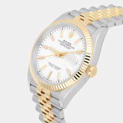Pre Owned Rolex Datejust 126233 Automatic White 18k Yellow Gold Stainless Steel Women's Wristwatch 36 mm