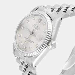 Pre Owned Rolex Datejust 68274 Automatic Silver 18k White Gold Stainless Steel Women's Wristwatch 31 mm