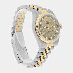 Pre Owned Rolex Datejust 68273 Automatic Champagne 18k Yellow Gold Stainless Steel Women's Wristwatch 31 mm