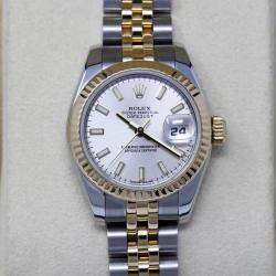 Pre Owned Rolex Datejust 179173 Automatic Silver 18k Yellow Gold Stainless Steel Women's Wristwatch 26 mm