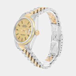 Pre Owned Rolex Datejust 16013 Automatic Champagne 18k Yellow Gold Stainless Steel Women's Wristwatch 36 mm