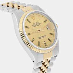 Pre Owned Rolex Datejust 16013 Automatic Champagne 18k Yellow Gold Stainless Steel Women's Wristwatch 36 mm