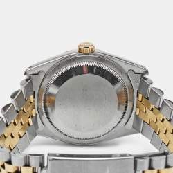 Pre Owned Rolex Champagne Diamond 18K Yellow Gold Stainless Steel Datejust 16233 Unisex Wristwatch 36 mm