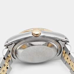 Pre Owned Rolex Champagne Diamond 18K Yellow Gold Stainless Steel Datejust 16233 Unisex Wristwatch 36 mm