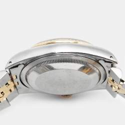 Pre Owned Rolex Champagne Diamond 18K Yellow Gold Stainless Steel Datejust 16233 Unisex Wristwatch 36 mm