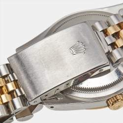 Pre Owned Rolex Champagne Diamond 18K Yellow Gold Stainless Steel Datejust 16233 Unisex Wristwatch 36 mm