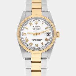 Pre Owned Rolex Datejust 68273 Automatic White Stainless Steel 18K Yellow Gold Women's Wristwatch 31 mm