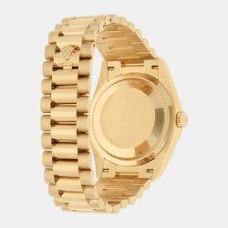 Pre Owned Rolex Day-Date 128238 Automatic Orange 18K Yellow Gold Women's Wristwatch 36 mm