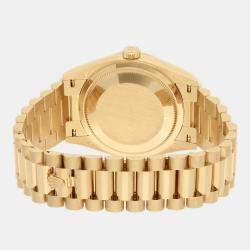 Pre Owned Rolex Day-Date 128238 Automatic Orange 18K Yellow Gold Women's Wristwatch 36 mm