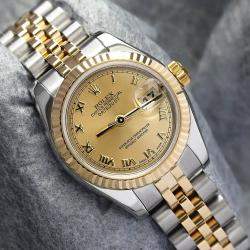 Pre Owned Rolex Datejust 179173 Automatic Stainless Steel 18K Yellow Gold Women's Wristwatch 26 mm