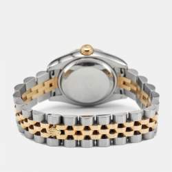 Pre Owned Rolex Cream Pyramid Dial 18K Yellow Gold Stainless Steel Datejust 179173 Women's Wristwatch 26 mm