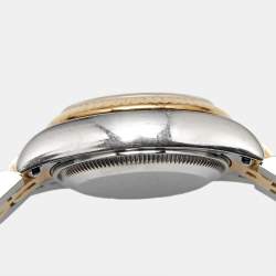 Pre Owned Rolex Cream Pyramid Dial 18K Yellow Gold Stainless Steel Datejust 179173 Women's Wristwatch 26 mm