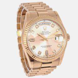 Pre Owned Rolex Day-Date 118235 Automatic Gold 18k Rose Gold Diamond Women's Wristwatch 36 mm