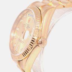 Pre Owned Rolex Day-Date 118235 Automatic Gold 18k Rose Gold Diamond Women's Wristwatch 36 mm