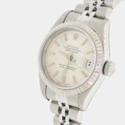 Pre Owned Rolex Datejust 69174 Automatic Silver 18k White Gold Stainless Steel Women's Wristwatch 26 mm