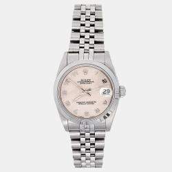 Pre Owned Rolex Datejust 68240 Automatic Cream Stainless Steel Women's Wristwatch 31 mm