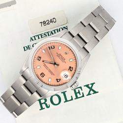 Pre Owned Rolex Datejust 78240 Automatic Salmon Stainless Steel Women's Wristwatch 31 mm