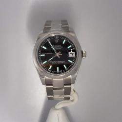 Pre Owned Rolex Datejust 178240 Automatic Black Stainless Steel Women's Wristwatch 31 mm