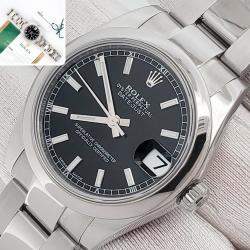 Pre Owned Rolex Datejust 178240 Automatic Black Stainless Steel Women's Wristwatch 31 mm