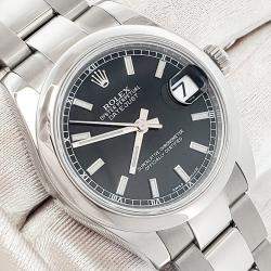 Pre Owned Rolex Datejust 178240 Automatic Black Stainless Steel Women's Wristwatch 31 mm