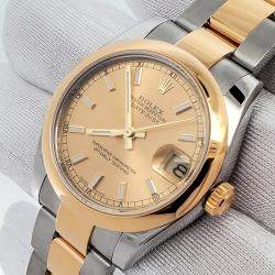 Pre Owned Rolex Datejust 178243 Automatic Champagne 18K Yellow Gold Stainless Steel Men's Wristwatch 31 mm