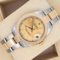 Pre Owned Rolex Datejust 178243 Automatic Champagne 18K Yellow Gold Stainless Steel Men's Wristwatch 31 mm
