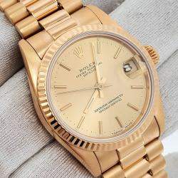 Pre Owned Rolex Datejust 68278 Automatic Champagne 18K Yellow Gold Women’s Wristwatch 31 mm