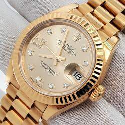 Pre Owned Rolex President Datejust 279178 Automatic Diamond 18K Yellow Gold Women’s Wristwatch 28 mm