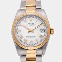Pre Owned Rolex Datejust 68273 Automatic White Stainless Steel 18K Yellow Gold Women's Wristwatch 30 mm
