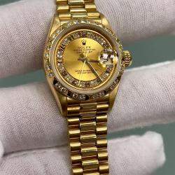 Pre Owned Rolex Datejust 69258 Automatic Diamond 18k Yellow Gold Women's Wristwatch 26 mm