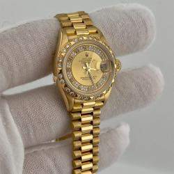 Pre Owned Rolex Datejust 69258 Automatic Diamond 18k Yellow Gold Women's Wristwatch 26 mm