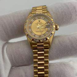 Pre Owned Rolex Datejust 69258 Automatic Diamond 18k Yellow Gold Women's Wristwatch 26 mm