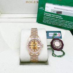 Pre Owned Rolex Datejust 69258 Automatic Diamond 18k Yellow Gold Women's Wristwatch 26 mm