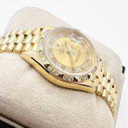 Pre Owned Rolex Datejust 69258 Automatic Diamond 18k Yellow Gold Women's Wristwatch 26 mm