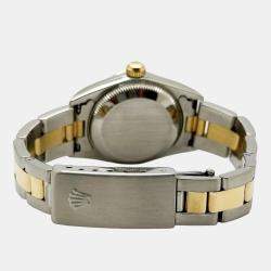 Pre Owned Rolex Oyster Perpetual 76183 Automatic Black 18k Yellow Gold Stainless Steel Women's Wristwatch 24 mm