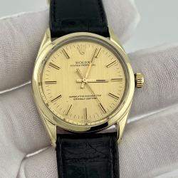 Pre Owned Rolex Oyster Perpetual 1024 Automatic Champagne 18k Yellow Gold Stainless Steel Women's Wristwatch 34 mm