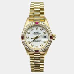 Pre Owned Rolex President 79068 Automatic Diamond 18k Yellow Gold Women's Wristwatch 26 mm