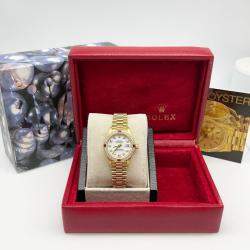 Pre Owned Rolex President 79068 Automatic Diamond 18k Yellow Gold Women's Wristwatch 26 mm