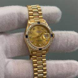 Pre Owned Rolex President Datejust 69088 Automatic Diamond 18k Yellow Gold Women's Wristwatch 26 mm