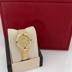 Pre Owned Rolex President Datejust 69088 Automatic Diamond 18k Yellow Gold Women's Wristwatch 26 mm