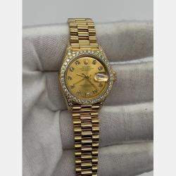 Pre Owned Rolex President Datejust 69158 Automatic Diamond 18k Yellow Gold Women's Wristwatch 26 mm