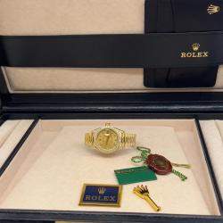 Pre Owned Rolex President Datejust 69158 Automatic Diamond 18k Yellow Gold Women's Wristwatch 26 mm
