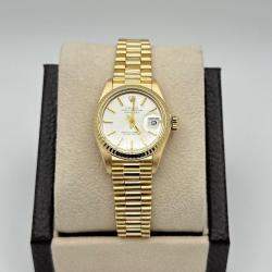 Pre Owned Rolex President Datejust 6917 Automatic Silver 18k Yellow Gold Women's Wristwatch 26 mm