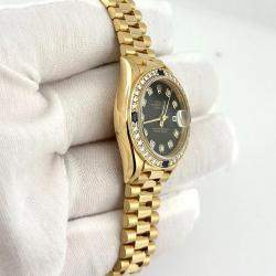 Pre Owned Rolex President Datejust 79088 Automatic Diamond 18k Yellow Gold Women's Wristwatch 26 mm
