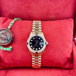 Pre Owned Rolex President Datejust 79088 Automatic Diamond 18k Yellow Gold Women's Wristwatch 26 mm