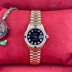 Pre Owned Rolex President Datejust 79088 Automatic Diamond 18k Yellow Gold Women's Wristwatch 26 mm