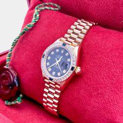 Pre Owned Rolex President Datejust 79088 Automatic Diamond 18k Yellow Gold Women's Wristwatch 26 mm