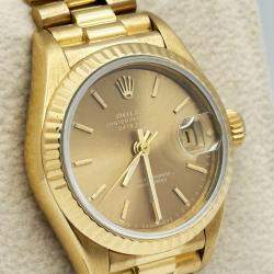 Pre Owned Rolex President Datejust 69178 Automatic Champagne 18k Yellow Gold Women's Wristwatch 26 mm