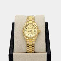Pre Owned Rolex President Datejust 6927 Automatic Champagne 18k Yellow Gold Women's Wristwatch 26 mm
