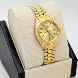 Pre Owned Rolex President Datejust 6927 Automatic Champagne 18k Yellow Gold Women's Wristwatch 26 mm